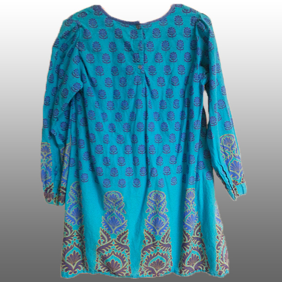Yo Baby SZ XXL Maternity Tunic In Teal Indigo & Periwinkle Print (T-393) - Picture 3 of 4